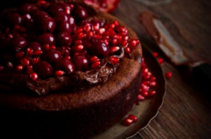 Eva’s Chocolate Cake with Ground Walnuts and Cherries