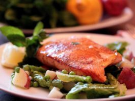 Salmon with Peas, Potatoes and Mint